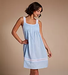 100% Cotton Short Nightgown Peri Blue L