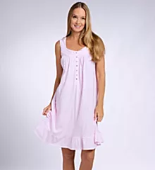 Cotton Jersey Knit 38 Sleeveless Chemise Pink Grd Viney Floral L