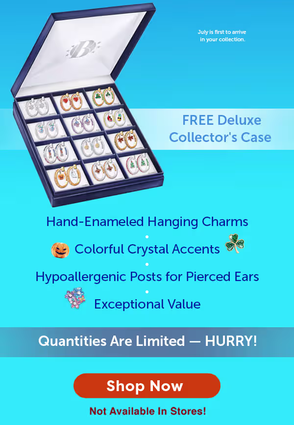 Shop seasonal earrings with hand-enameled hanging charms, colorful crystals, hypoallergenic posts