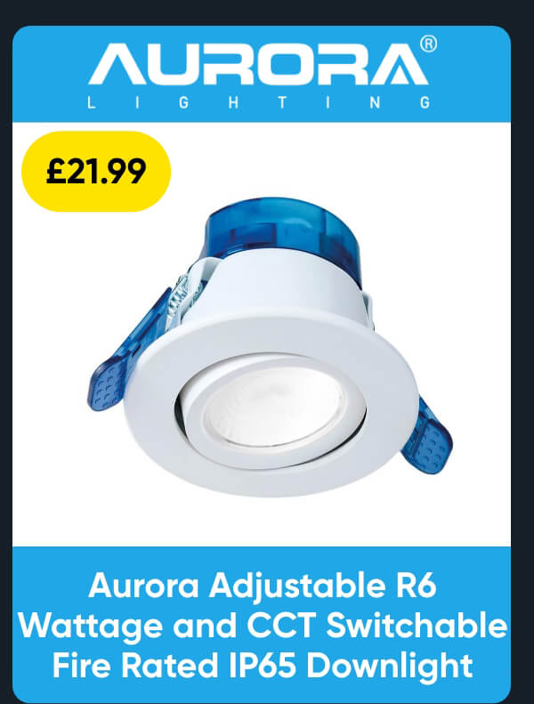 Aurora Adjustable R6 Wattage and CCT Switchable Fire Rated IP65 Downlight White