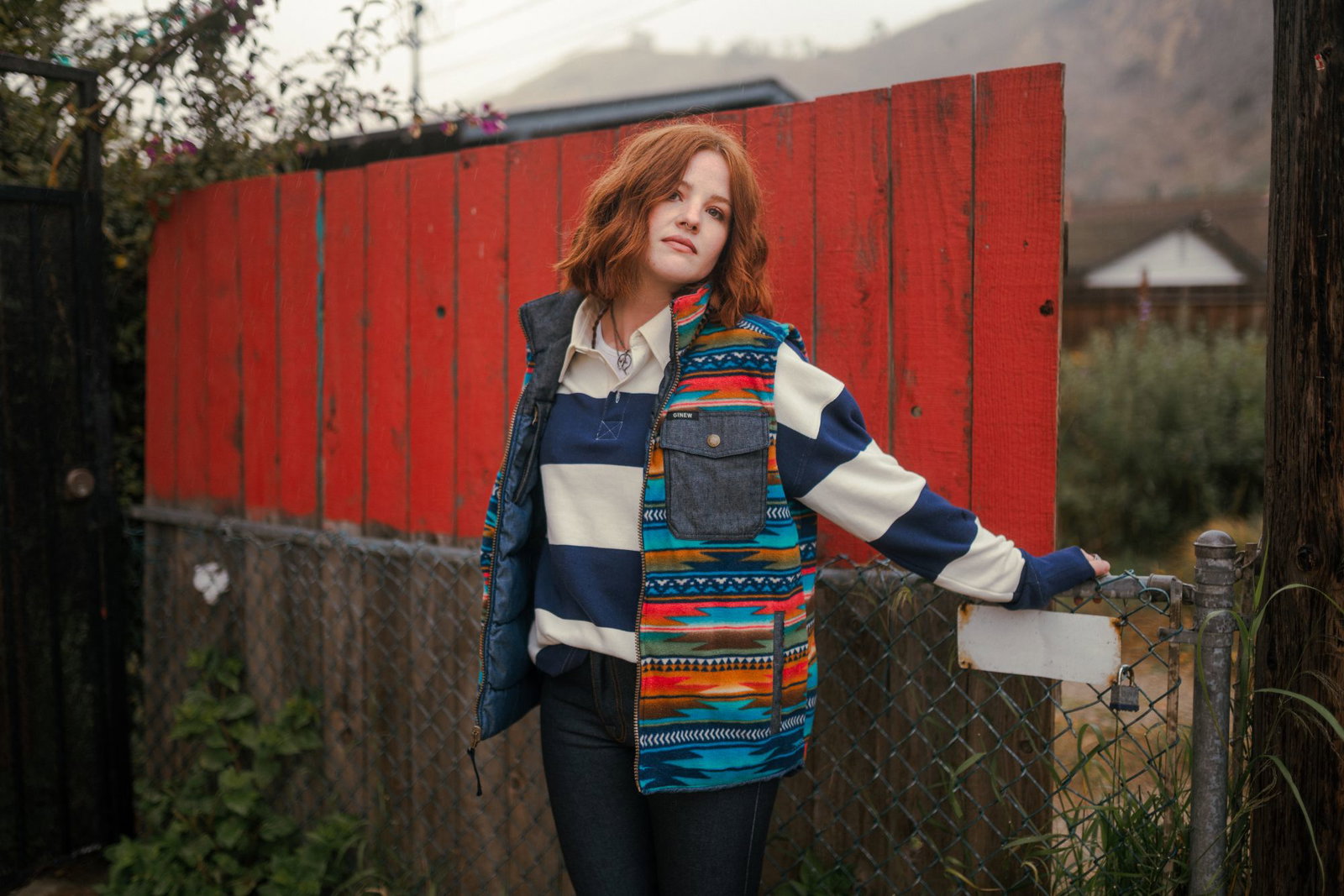 Striped rugby shirt on stylish woman