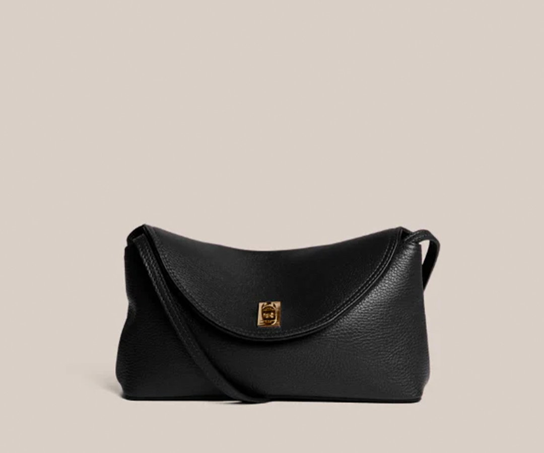 Sloane Black Leather Crossbody Clutch