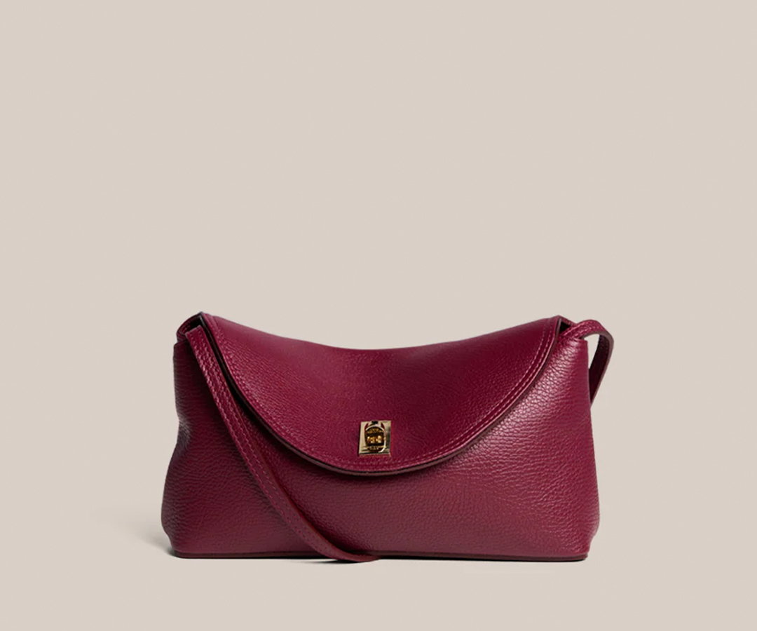 Sloane Bordeaux Leather Crossbody Clutch