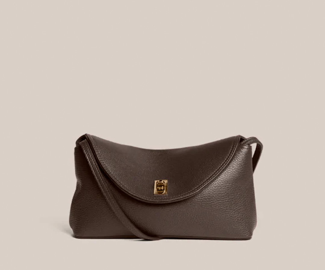 Sloane Dark Chocolate Leather Crossbody Clutch