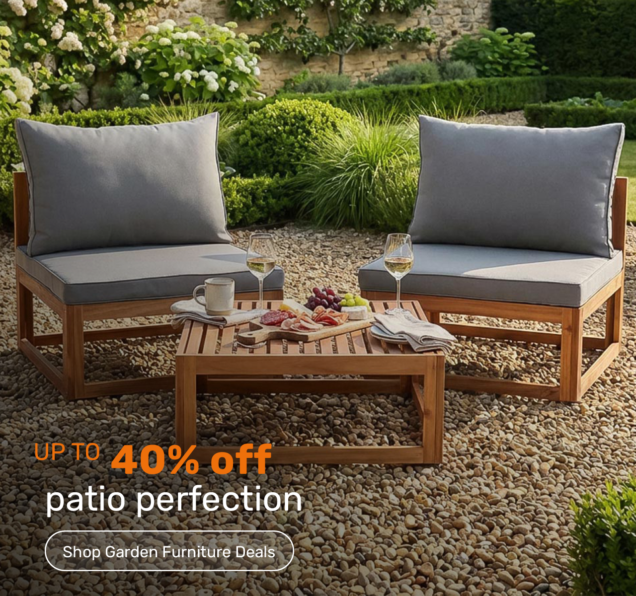 up to 40% off patio perfection - shop garden furniture deals