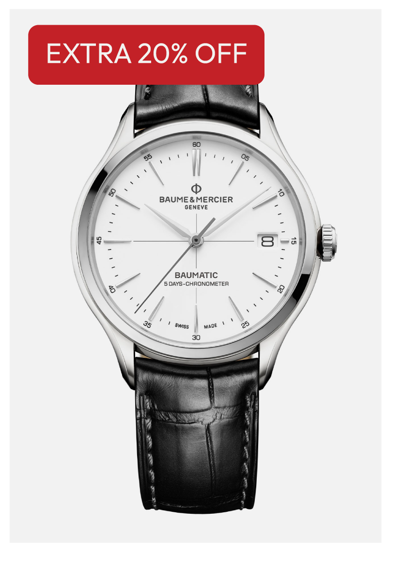Baume & Mercier Baume et Mercier Clifton Mens Watch M0A10518 White Dial Leather Strap