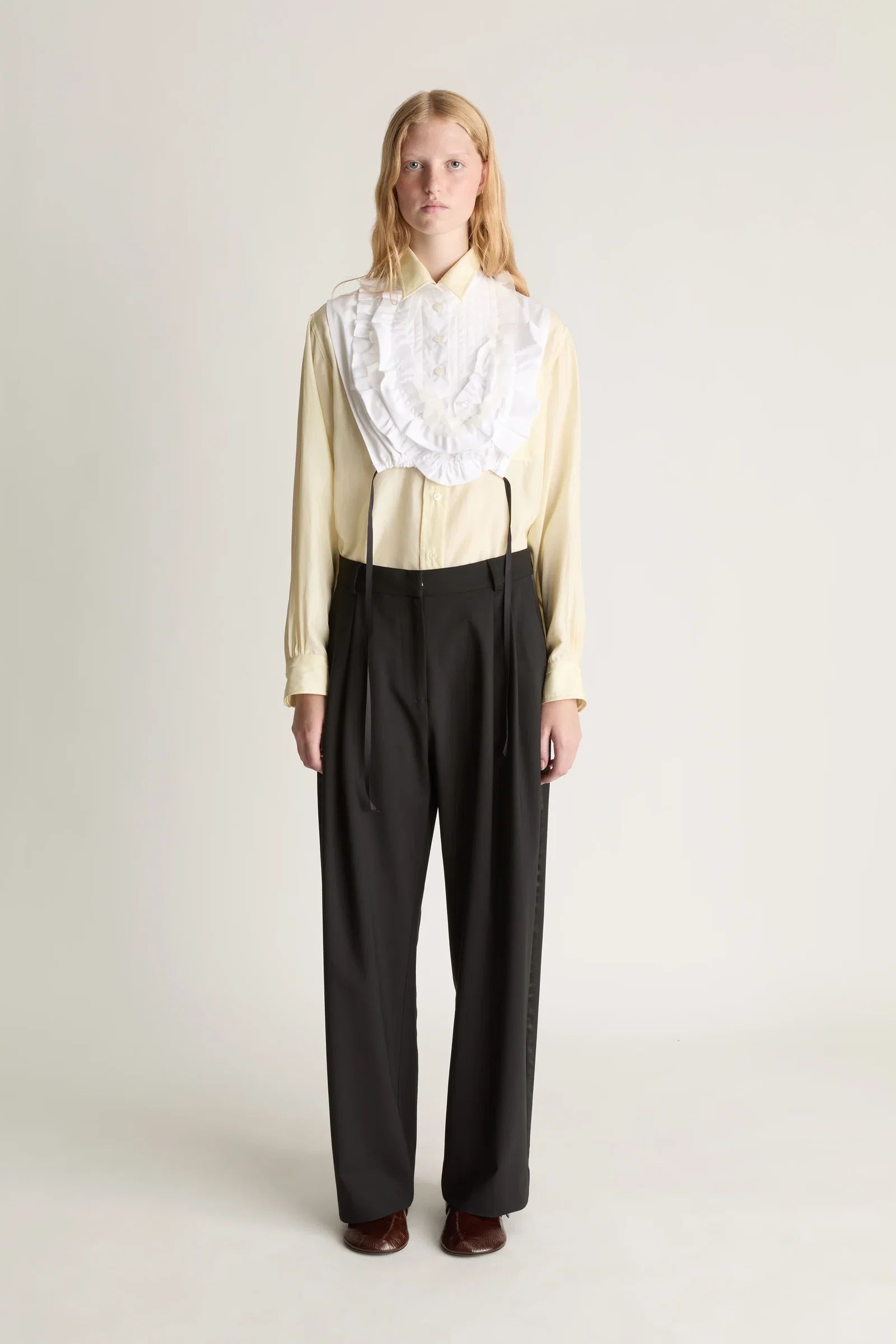 Image of Myles Wool Satin Stripe Pant