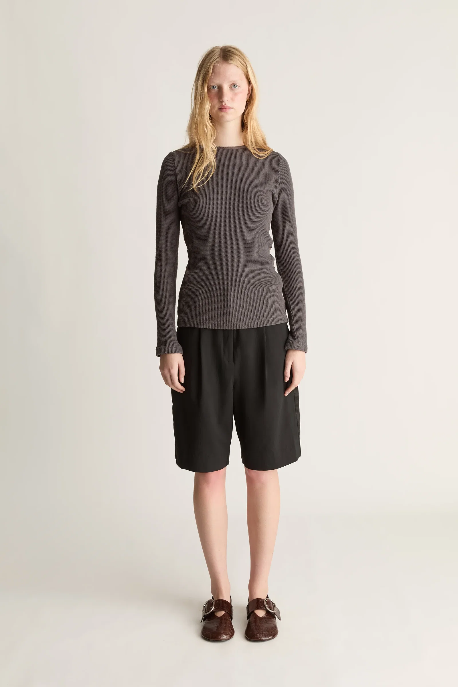 Image of Myles Wool Satin Stripe Short