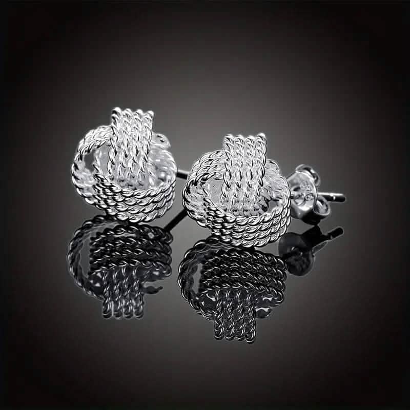 Image of 925 Sterling Silver Braided Ball Earrings