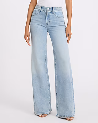 High Waisted Light Wash Relaxed Flare Jeans