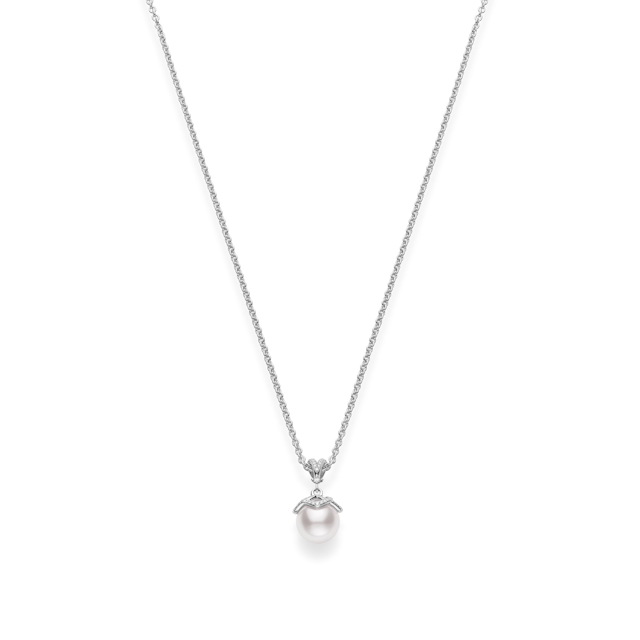 MIKIMOTO Akoya Cultured Pearl and 1/5ctw Diamond White Gold Pendant Necklace | Embrace