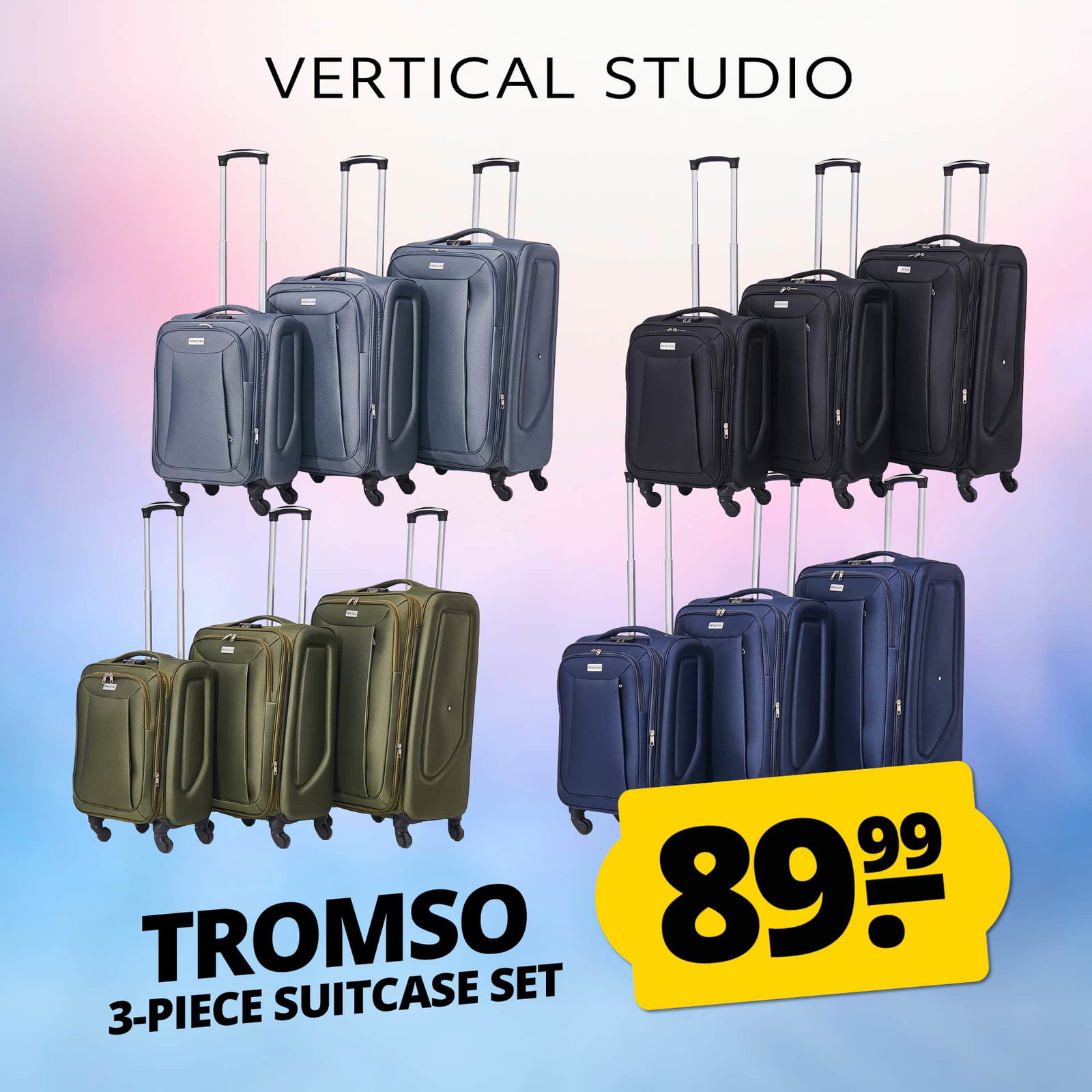 vertical studio maleta de tela tromso set de 3
