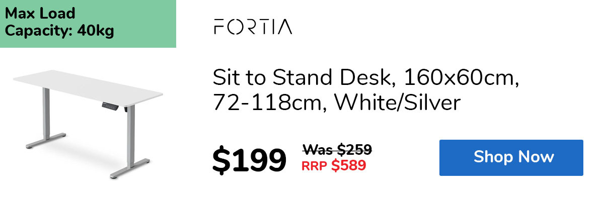 Sit to Stand Desk, 160x60cm, 72-118cm, White/Silver