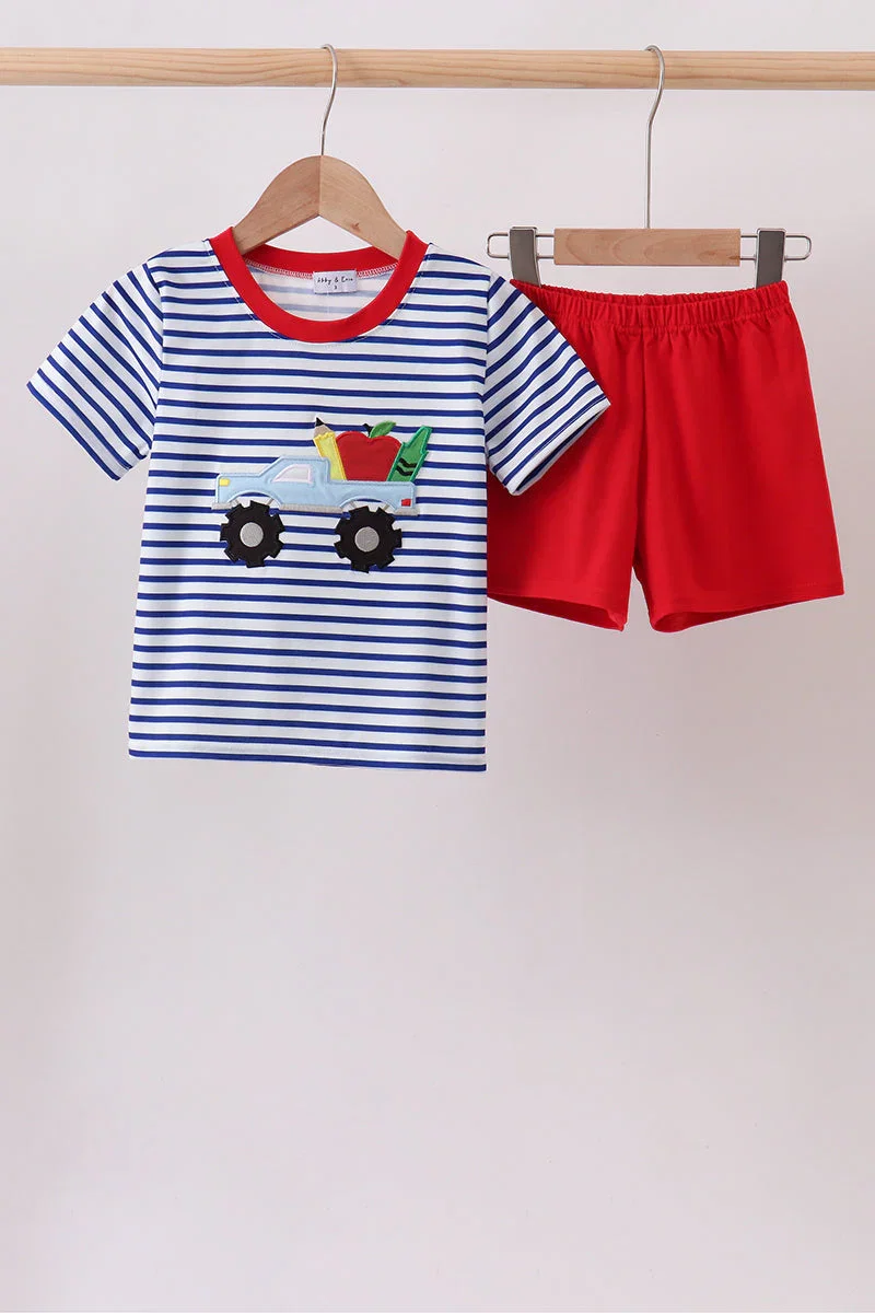 Image of Red Apple Truck Appliqué Set
