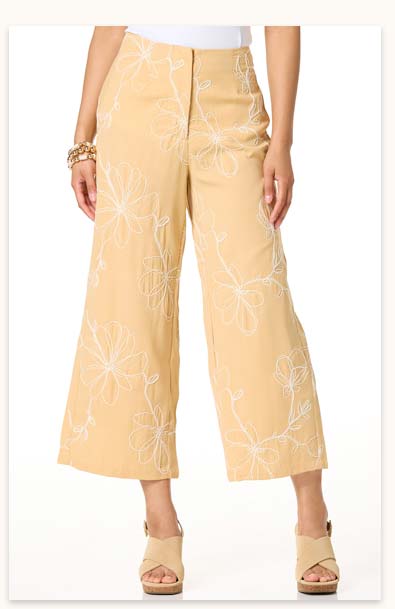 Shop Cropped Embroidered Pants