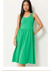 M&Co Petite Green Sleeveless Cotton Midi Dress