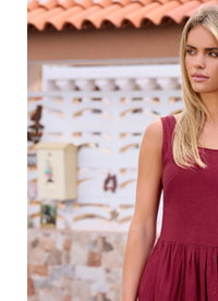 M&Co Petite Berry Purple Linen Midi Dress