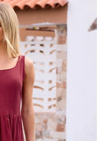 M&Co Petite Berry Purple Linen Midi Dress