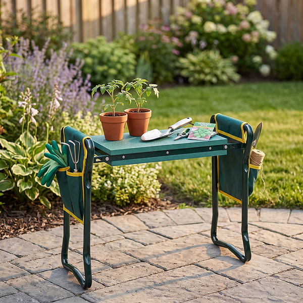 Garden Planting Bench 2 In 1 With Knee Saver And Tool Organizer