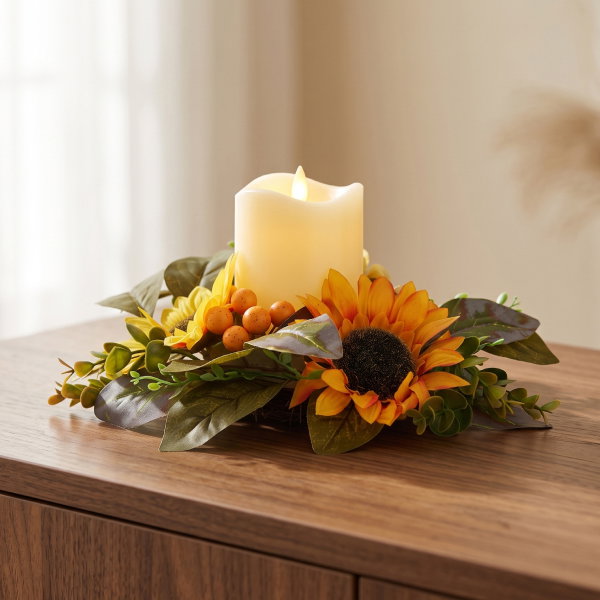 Sunflower LED Candle with Sunflower Ring