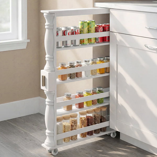 Slim Wooden Spice Rack Cabinet