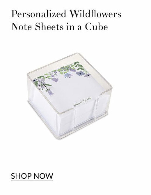 Personalized wildflowers note sheets in a cube