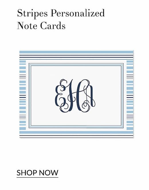 Stripes personalized note cards