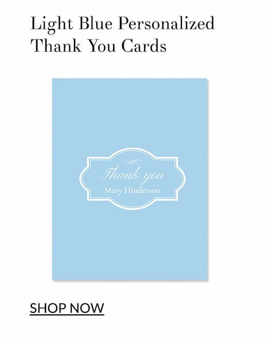 Light blue personalized thank you cards