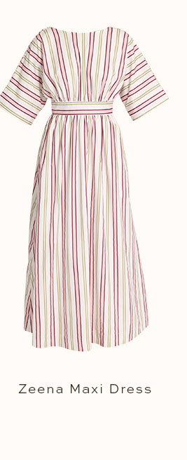 Zeena Puff Sleeve Maxi Dress - Pink Candy Stripe