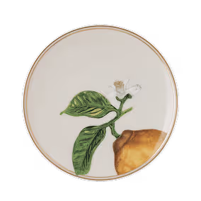 Piatto Idyllia, porcellana, motivo con stampa di cristalli, limone, beige