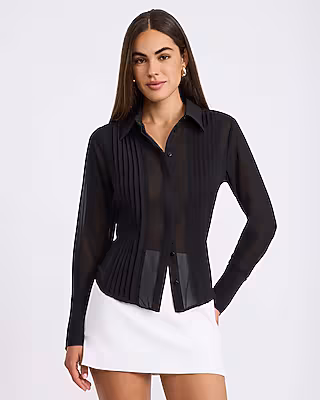 Sheer Crepe Pintuck Shirt