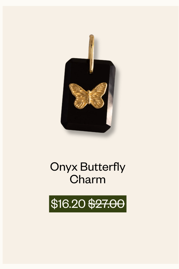 Onyx Butterfly Charm
