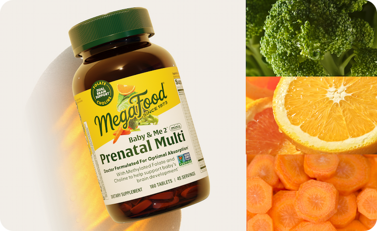 Baby & Me 2™ Prenatal Multi Minis | Broccoli, Oranges, Carrots