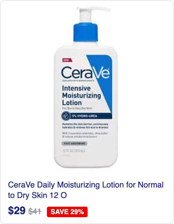 CeraVe Daily Moisturizing Lotion for Normal to Dry Skin 12 Oz