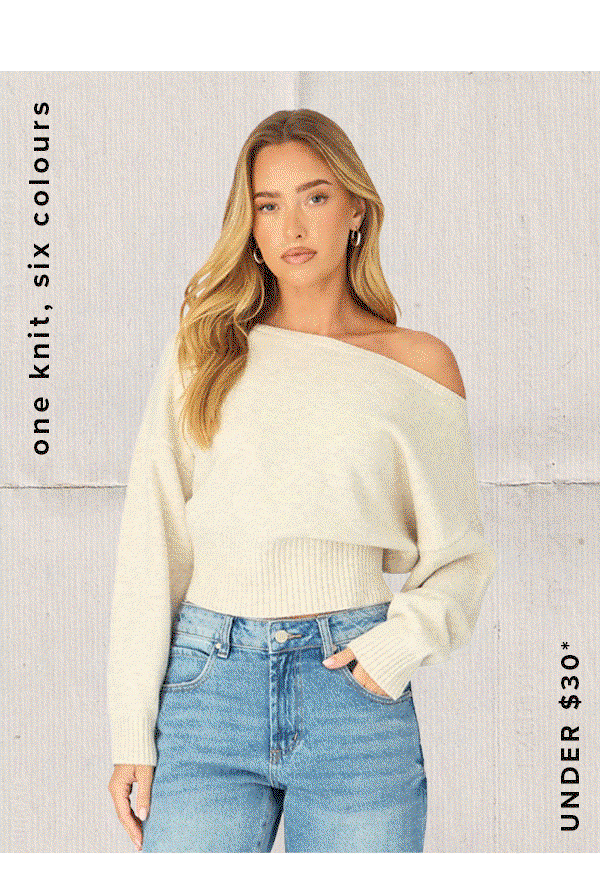 Brown Knit Top Off Shoulder Long Sleeve