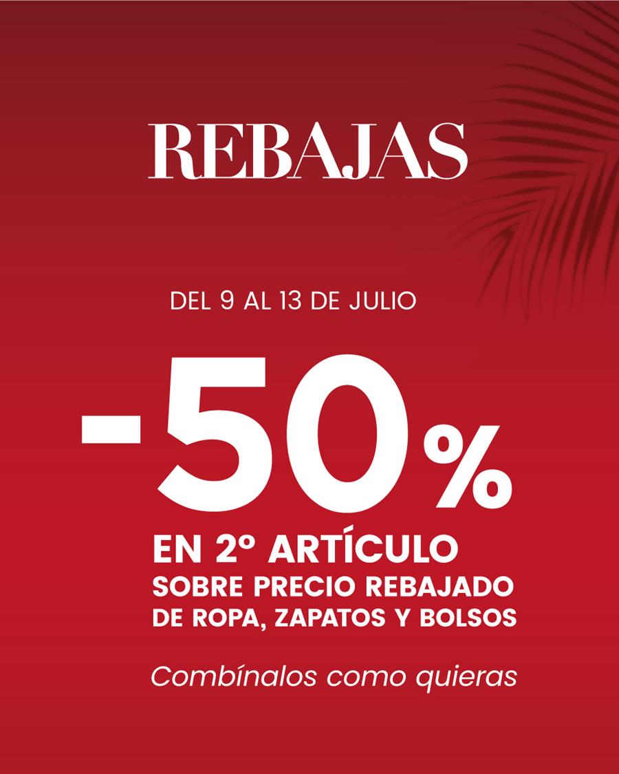 Rebajas, -50%  en 2º artículo