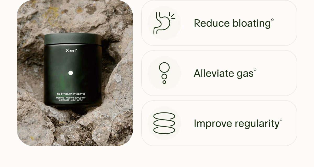 Reduce bloating° | Alleviate gas° | Improve regularity°