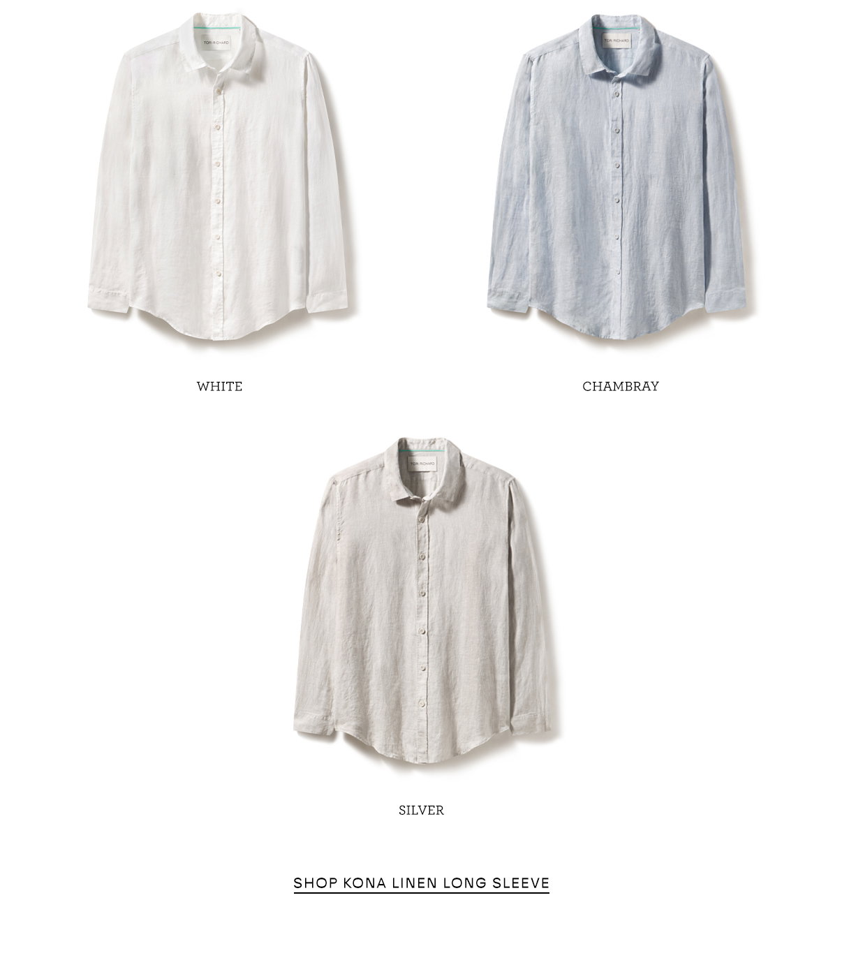 Kona Linen Long Sleeve in White, Chambray and Silver