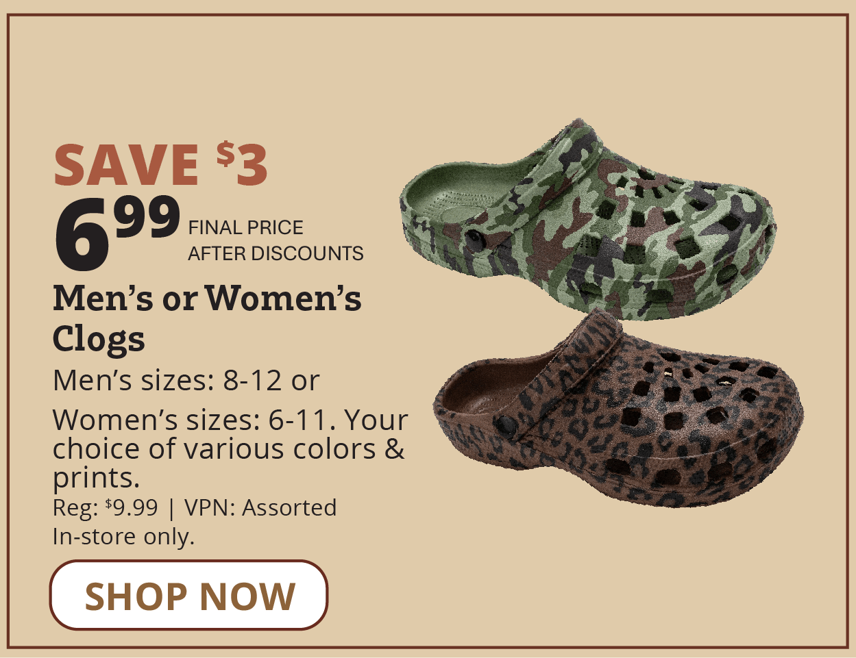 mens/womens clogs