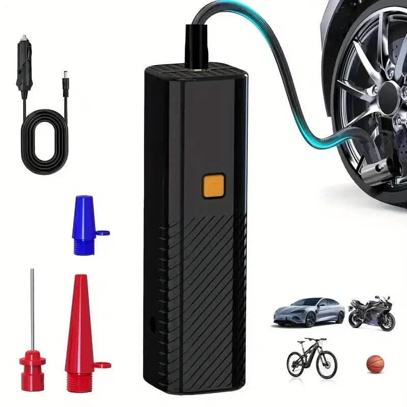 Image of Black Portable Air Pump – Digital Tire Inflator for Car, Bike, Motorcycle & Balls