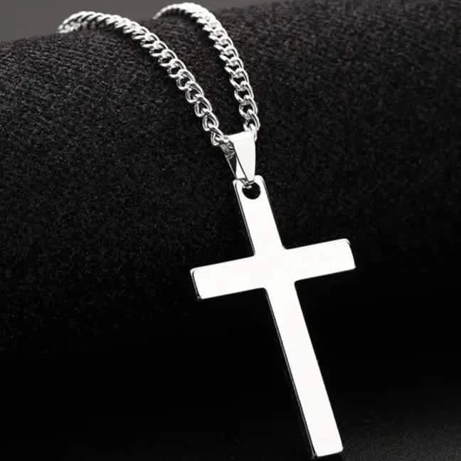 Image of Men's Simple Black Cross Pendant Necklace