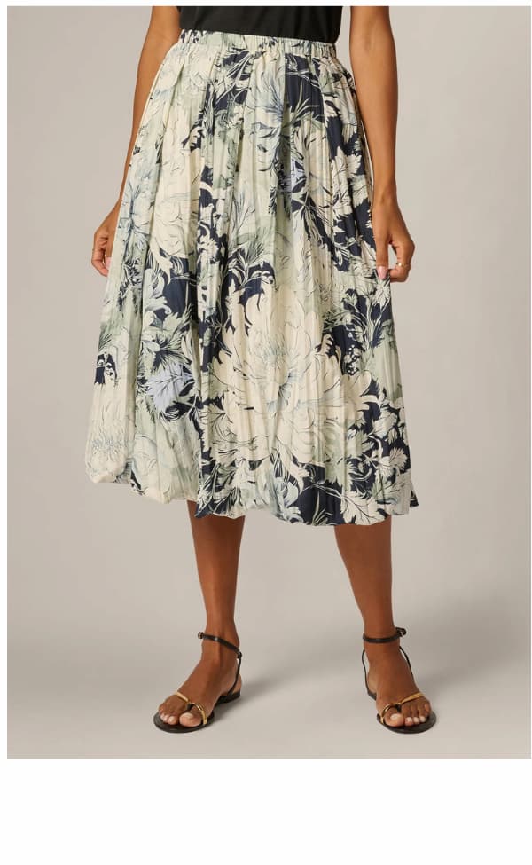 A Line Midi Bubble Skirt In Soft Cloud Vintage Floral