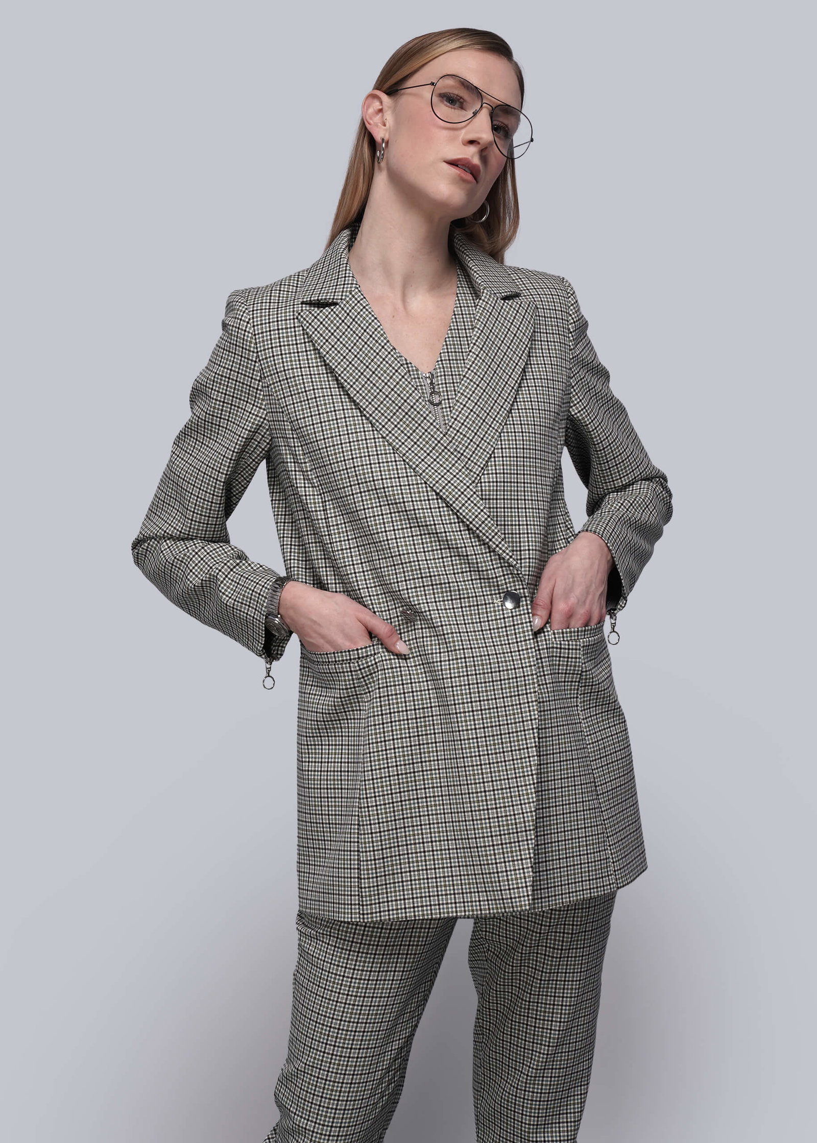 Image of The Empower Zipper Double Breasted Blazer