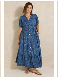 EVANS Curve Navy Blue Floral Tiered Dress