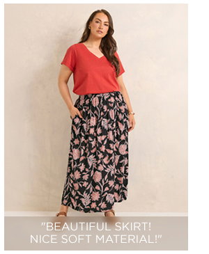 EVANS Curve Rust Orange Print A Line Midi Skirt