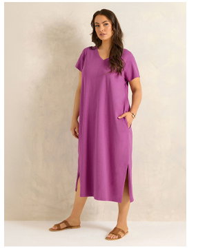 EVANS Curve Purple Cotton Midi Dress