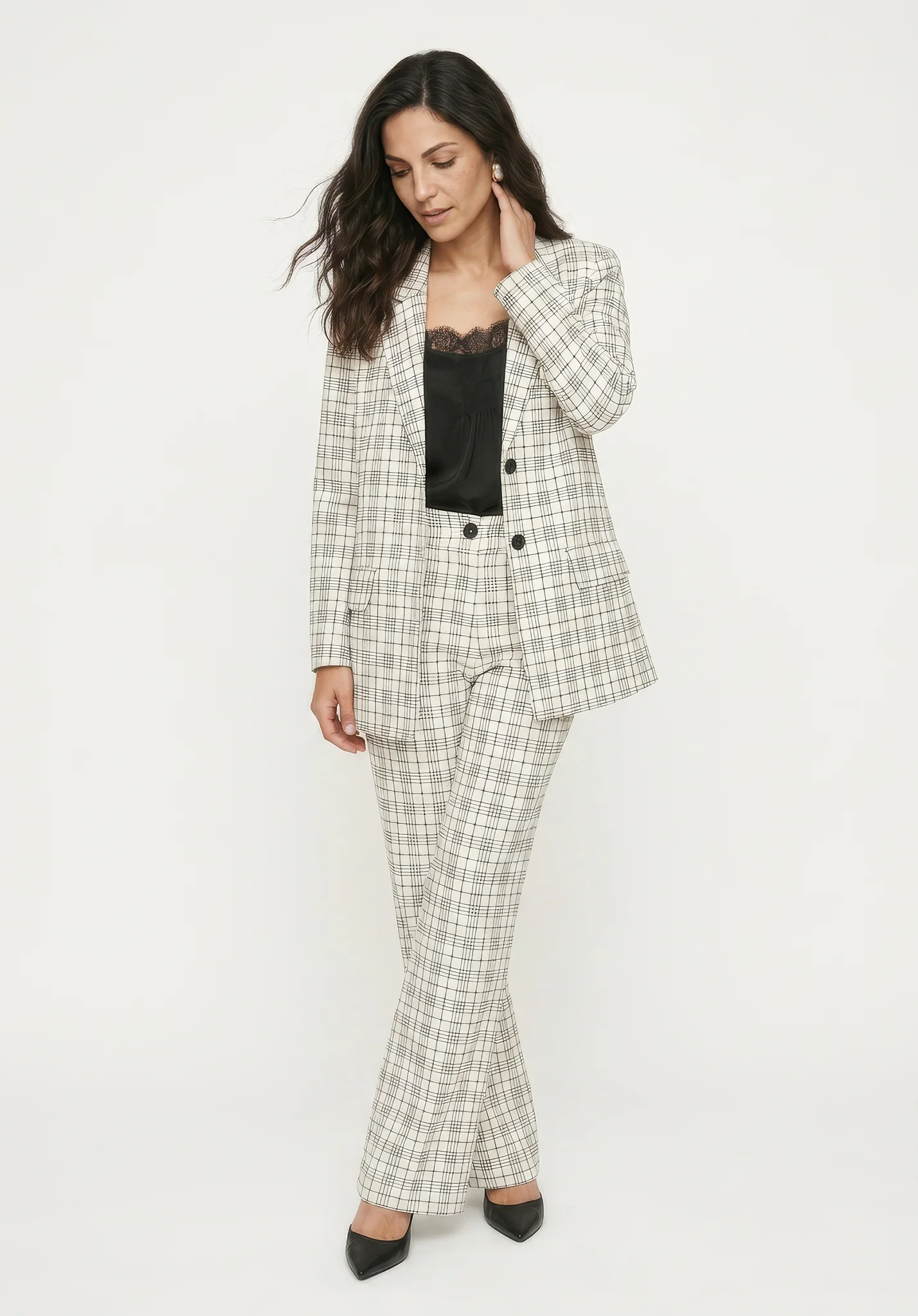 Image of Chess Blazer Jacket in White and Black