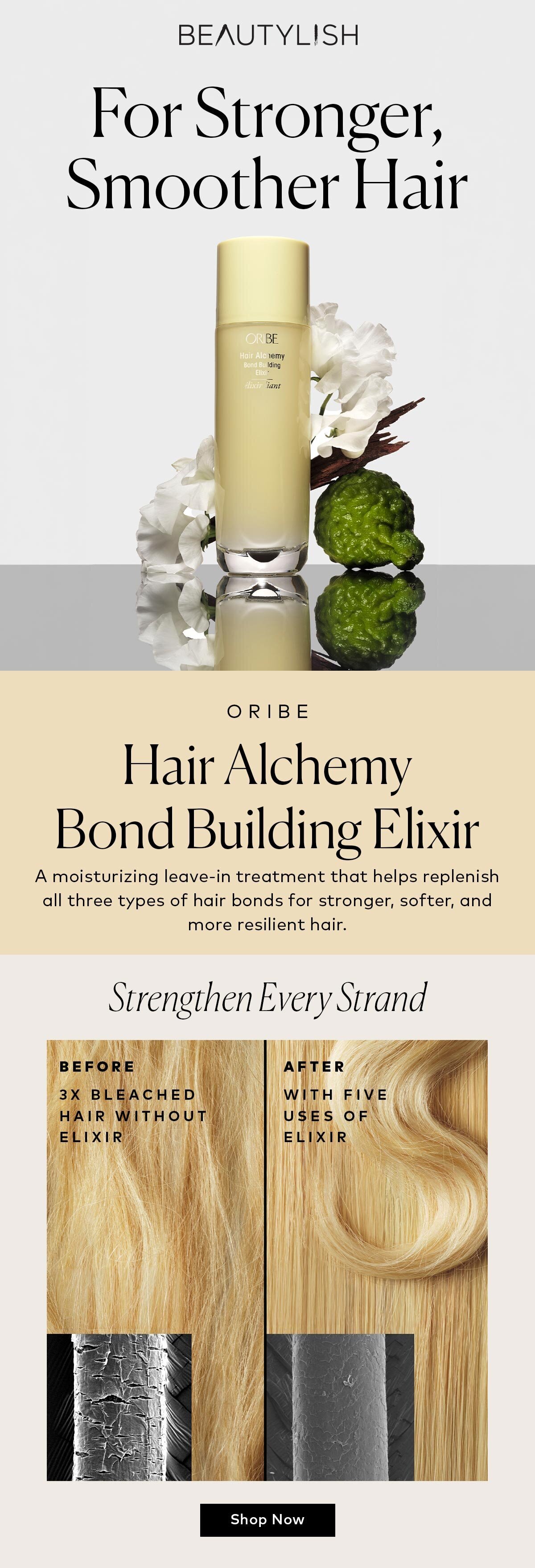 A moisturizing leave-in treatment that helps replenish all three types of hair bonds for stronger, softer, and more resilient hair. Shop the Oribe Hair Alchemy Bond Building Elixir on Beautylish.com
