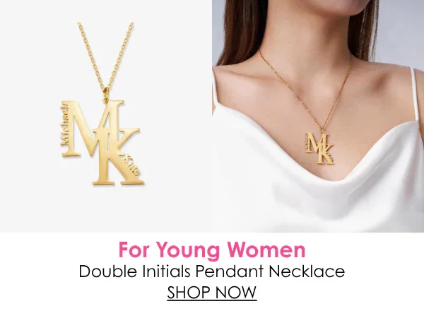 For Young Women - Double Initials Pendant Necklace