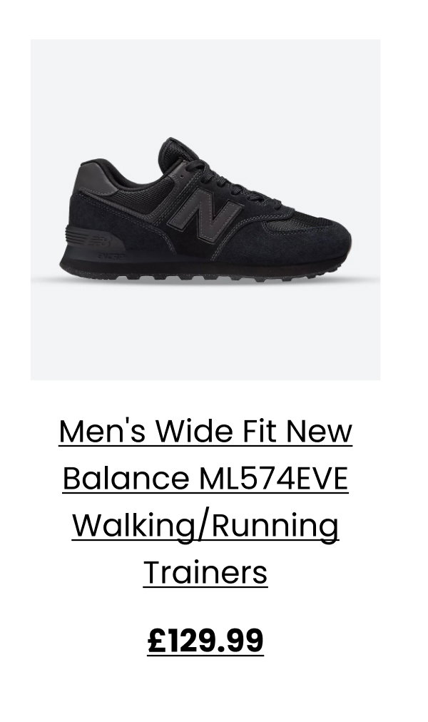 Men's Wide Fit New Balance ML574EVE Walking/Running Trainers - Exclusive - Black